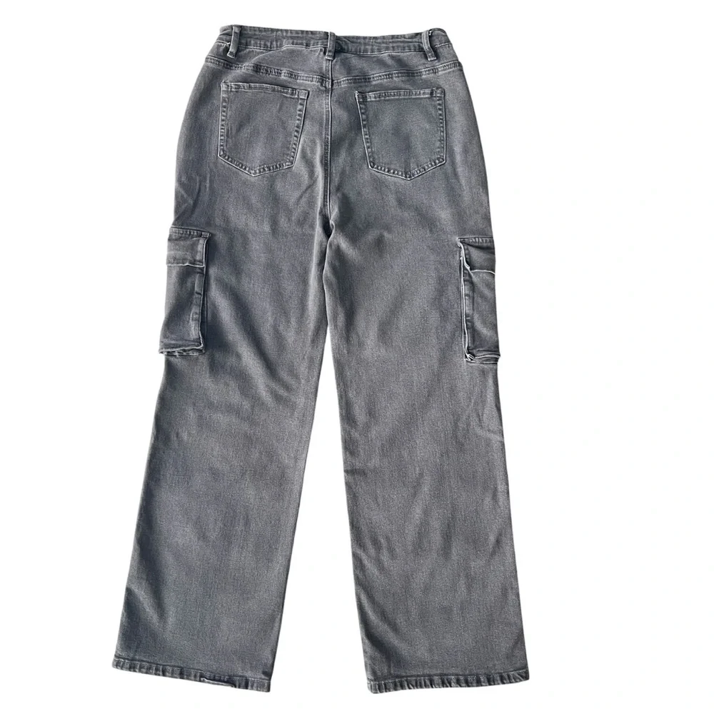 Hot Topic Gray Star Cargo Pants Womens 13 Grunge 90s Y2K Inspired High Rise - Picture 4 of 13